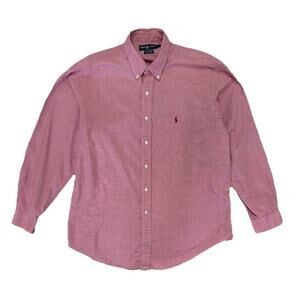 Ralph Lauren Shirt Men’s 17 Red White Yarmouth Gingham Plaid Cotton Button Down